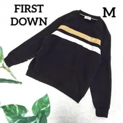 ファーストダウン トレーナー スウェット ボーダー シンプル ブラック M