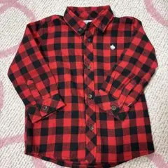 バースデイ　polo Baby 赤・黒チェック 長袖シャツ 95