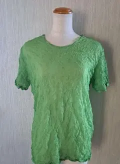 ISSEY MIYAKE イッセイミヤケ シワ加工 カットソー  グリーン 中古・古着通販】me ISSEY MIYAKE (ミーイッセイ ミヤケ) ハイネック