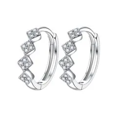 キラキラ　4連　フープピアス　ジルコニア　シルバー【両耳セット】