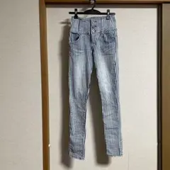 最終価格‼️ストライプ ヒッコリーハイウエストスキニーパンツ
