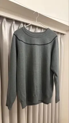 ウッドストック 刺繍 オーバーサイズ ニット セーター 松村北斗 グレー 