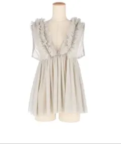 coca チュールVネックトップス　グレー　M