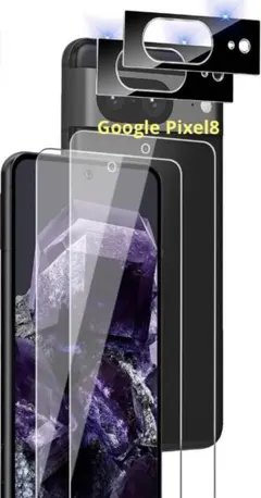 Google Pixel8 ガラスフィルム 2枚 ＋ カメラフィルム 2枚 高度