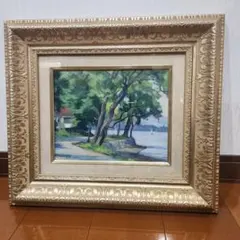 ⭐ 마츠무라 미후유의 오리지널 유화 액자 (풍경화) 골드 장식 프레임!