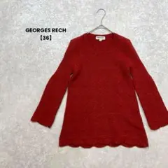 a1858＊GEORGES RECH 7分袖ニット　赤【36】ウール　チュニック