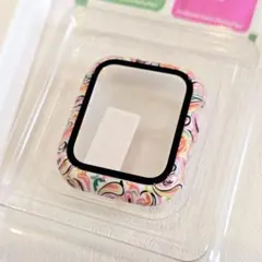 AppleWatch 全面保護ケース PCフィルム付き マーブル模様 カラフル