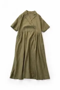 nest Robe リネン　切り替え　Aライン　半袖　シャツ　ワンピース