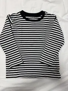 無印良品　キッズ　綿天竺編みクルーネック長袖Ｔシャツ　ボーダー
