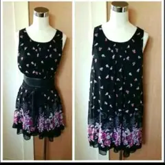 花柄シフォンワンピース フェミニン 上品 清楚 ゆったり