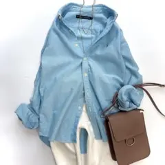 美品❤ 23区 大きめサイズ 46 ミントグリーン 麻混シャツ 長袖 - メルカリ
