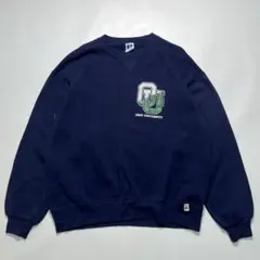 90s ラッセル USA製 スウェット XL 紺 オハイオ 前V .☆7585