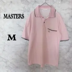 MASTERS ゴルフ ポロシャツ M ピンク 半袖 ワンポイント 鹿の子メンズのサムネイル