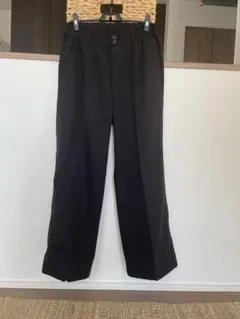 wego ブラック ワイドパンツ フロントボタン付き