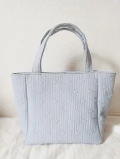 タイムSALE ハンドメイド☆ポリエステルハート刺繍ヌビバッグ ブルーのサムネイル