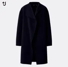 ユニクロ ＋J カシミヤブレンド　ノーカラーコート　S ブラック