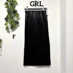 新品タグ付 GRL サテンナロースカート ロング丈 F ブラック きれいめコーデのサムネイル