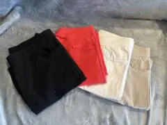レギンスパンツ 7分丈　ブラック　アイボリー　ベージュ　レッド　M L