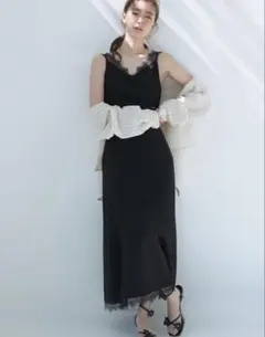 FRAY I.D】サイドカッティングレーストリムキャミワンピース 花柄