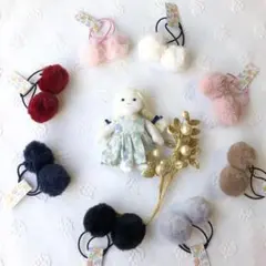 新作♡ファーポンポンのヘアゴム ファー ポンポン 冬