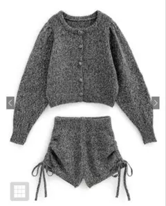 GRL カーディガン×ドロストショートパンツニットセットアップ