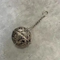 古美術　金属工芸　花鳥紋　吊香炉　透かし彫り　香道具　茶道具　球形　コレクション