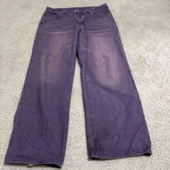 紫色 ワイドレッグ デニムパンツ サイズ7