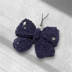 プリンセスモール ラメ リボン ストラップ チャーム ハンドメイド 編み物