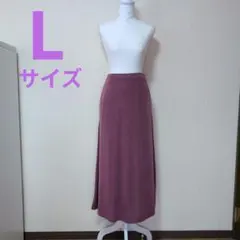 ジーユー　カットソーシャイニーフレアロングスカート　レディース　ピンク　L