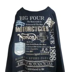 ノートン Norton ロンT 長袖Tシャツ XL バック刺繍 バイカー 黒