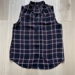 BANANA REPUBLIC ノースリーブシャツ S ネイビー系チェック