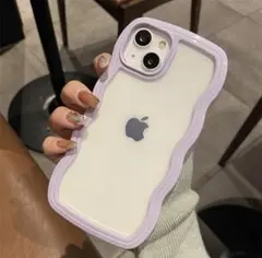 ☆ウェーブケース☆ iPhone12pro背面クリア インスタ人気   パープル
