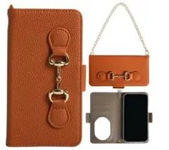 【スマホケース】ハンドストラップ・ミラー付き・チェーン・カード収納・手帳型