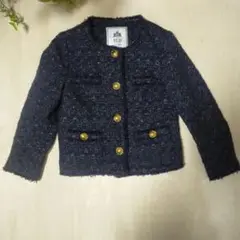 SLB ネイビー ノーカラージャケット