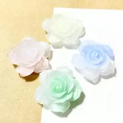 【6個】大きな　薔薇　カボション　4色有