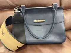 LONGCHAMPネイビー レザートートバッグ