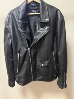 ZARA ブラック レザーライダースジャケット