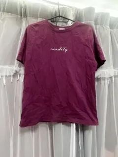 readily ロゴ刺繍 半袖Tシャツ ボルドー