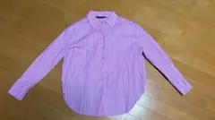 【ZARA】ピンクと白のストライプ長袖シャツ