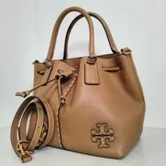 トリーバーチ 2way マックグロー ショルダーバッグ シボ革 キャメル