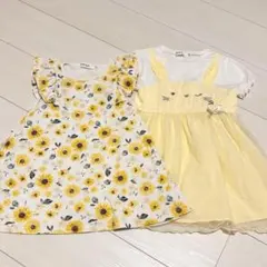 SLAP SLIP 100cm 半袖 ワンピース ひまわり 花柄 うさぎ