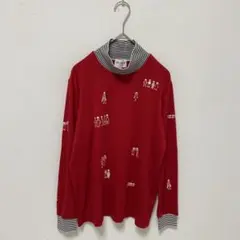 【PICONE CLUB】ゴルフウェア　ハイネック　長袖　刺繍デザイン　赤　秋のサムネイル