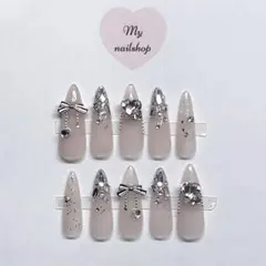 ネイルチップ ワンホンネイル 韓国ネイル リボン