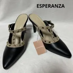 タグ付き　ESPERANZA ミュール　M スタッズ ブラック