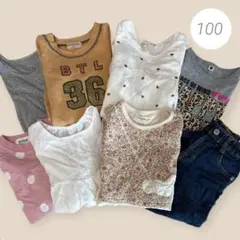 8枚◎キッズ服まとめ売り［100］女の子◎カットソー◎トレーナー◎デニム◎秋服