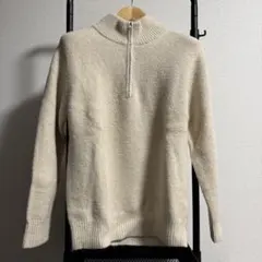 スフレヤーンハーフジップセーター ナチュラル UNIQLO Mサイズ