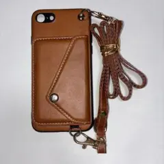 中古品　カード収納　レザー　皮　革　ショルダー　iPhoneケース　耐衝撃　黒