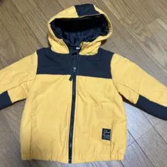 イエロー×ブラック フード付き中綿ジャケット 90cm