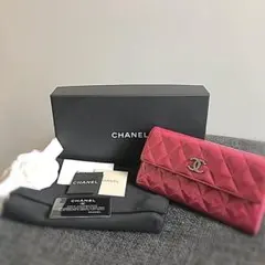 CHANEL シャネル マトラッセ エナメル フラップ長財布 ピンク - メルカリ