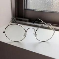 シルバー メタル ラウンドフレーム メガネ